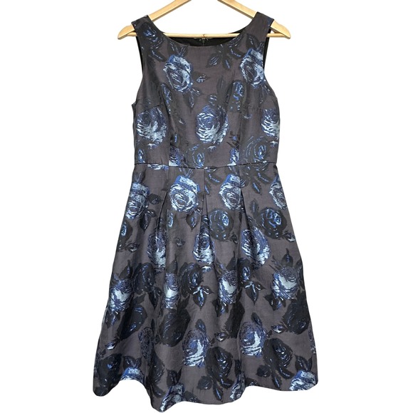 Talbots Floral Print Fit Flare Dress Womens 8 Party‎ Cocktail Preppy Retro Rose - Picture 1 of 13